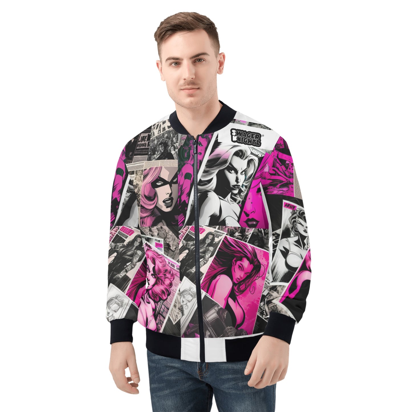 Swager Knightz Black & Pink Men's Bomber Jacket