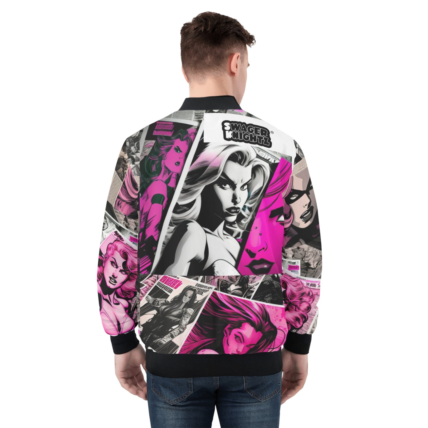 Swager Knightz Black & Pink Men's Bomber Jacket