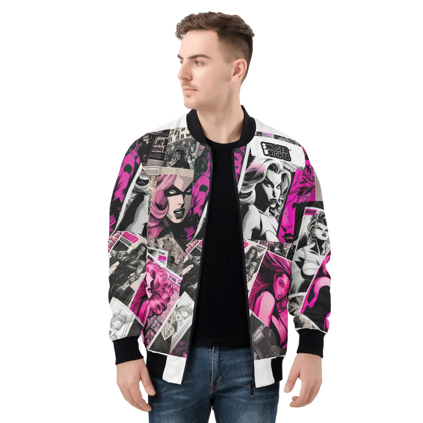 Swager Knightz Black & Pink Men's Bomber Jacket