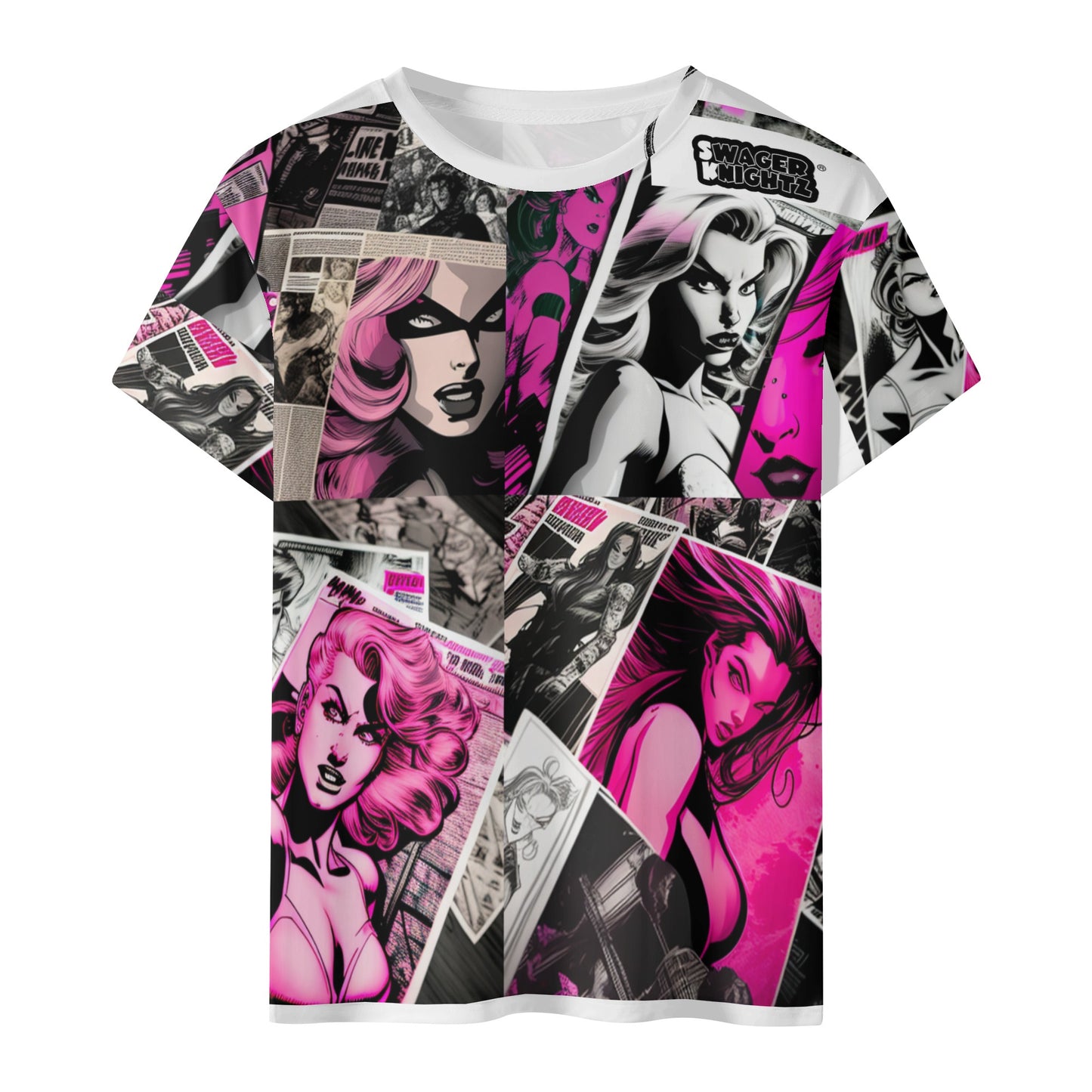 Sk Black & Pink Kids All Over Print Short Sleeve T-Shirt