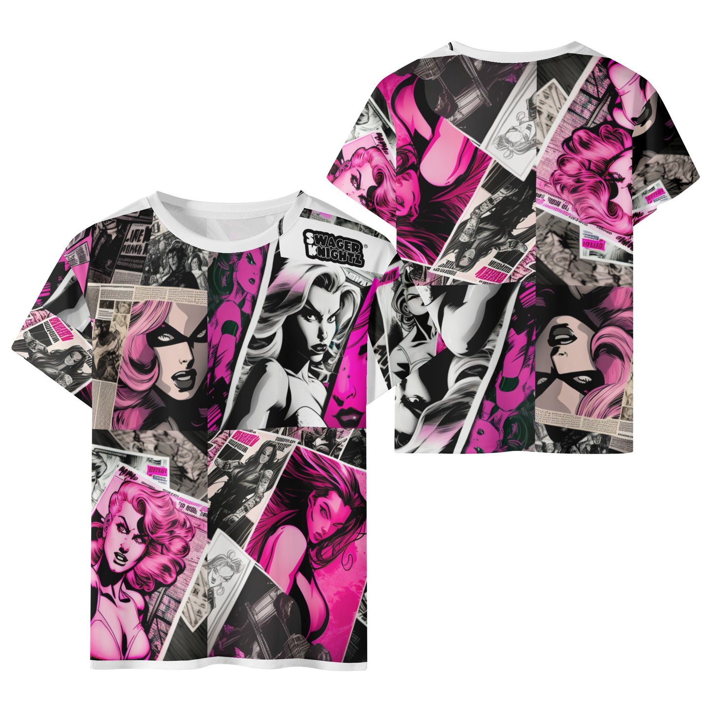 Sk Black & Pink Kids All Over Print Short Sleeve T-Shirt