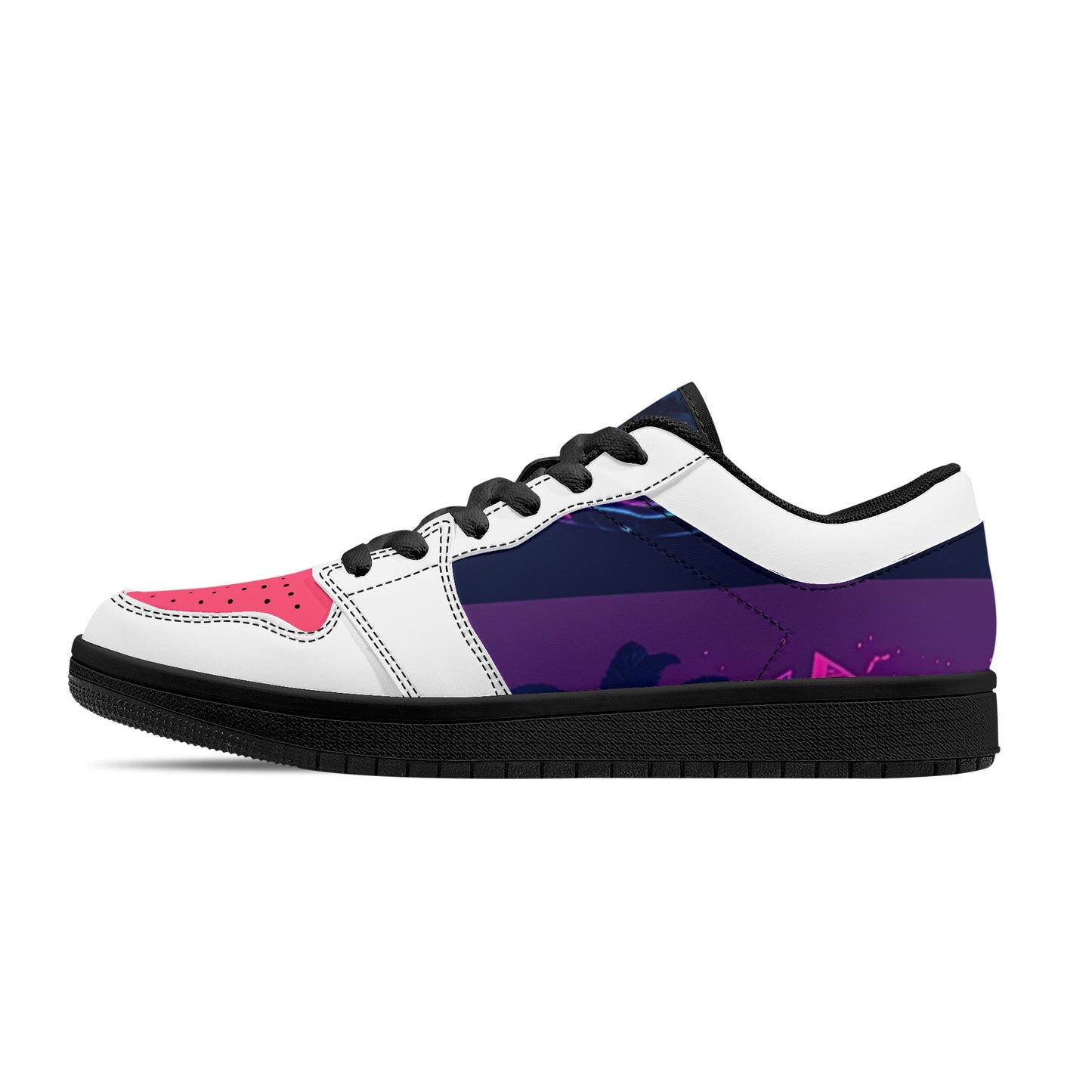 'Vice City Swager Knightz' Men's Black Low Top Leather Sneakers