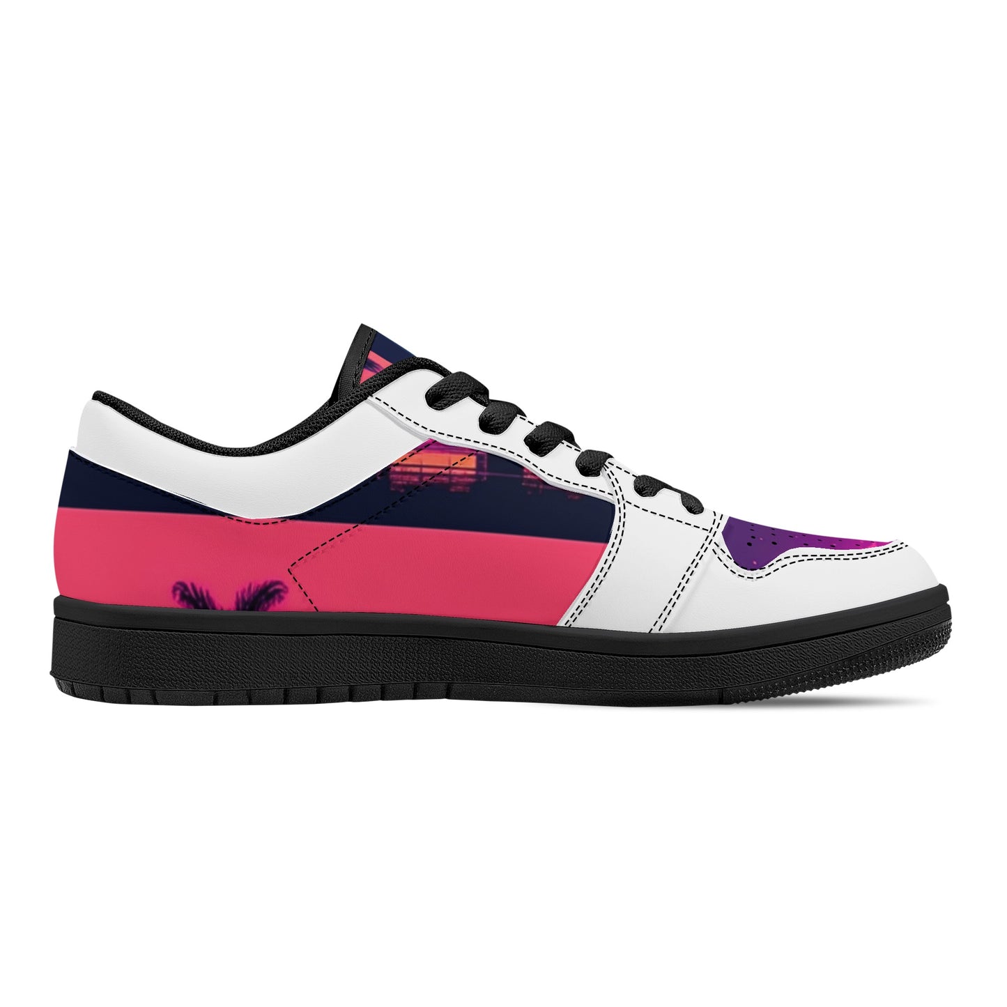 'Vice City Swager Knightz' Men's Black Low Top Leather Sneakers