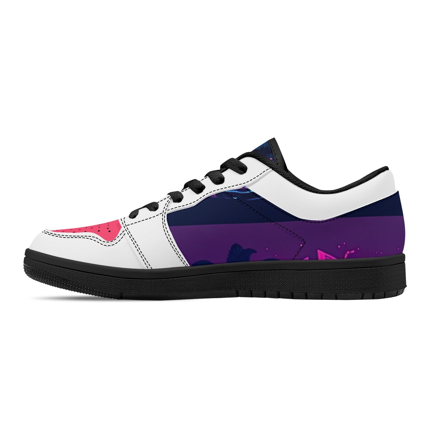 'Vice City Swager Knightz' Men's Black Low Top Leather Sneakers