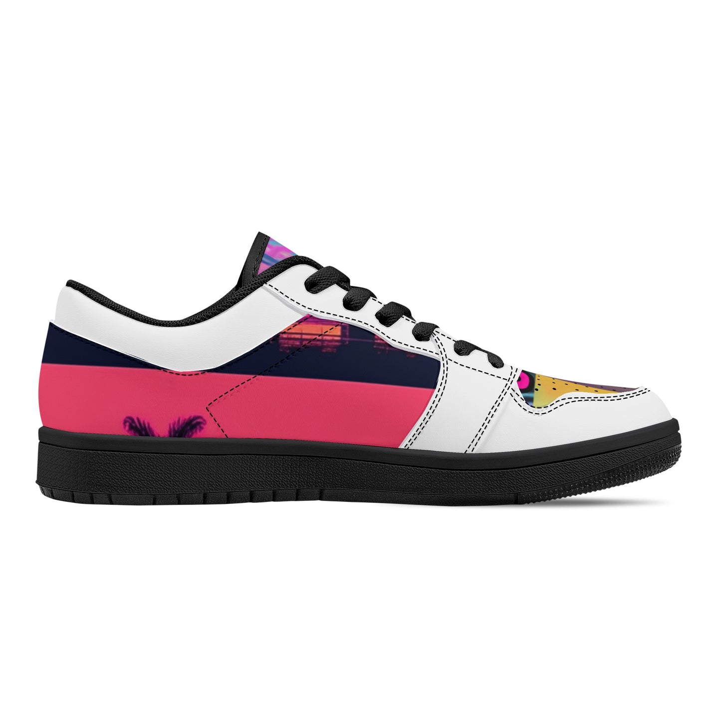 'Vice city Swager knightz' Women's Black Low Top Leather Sneakers