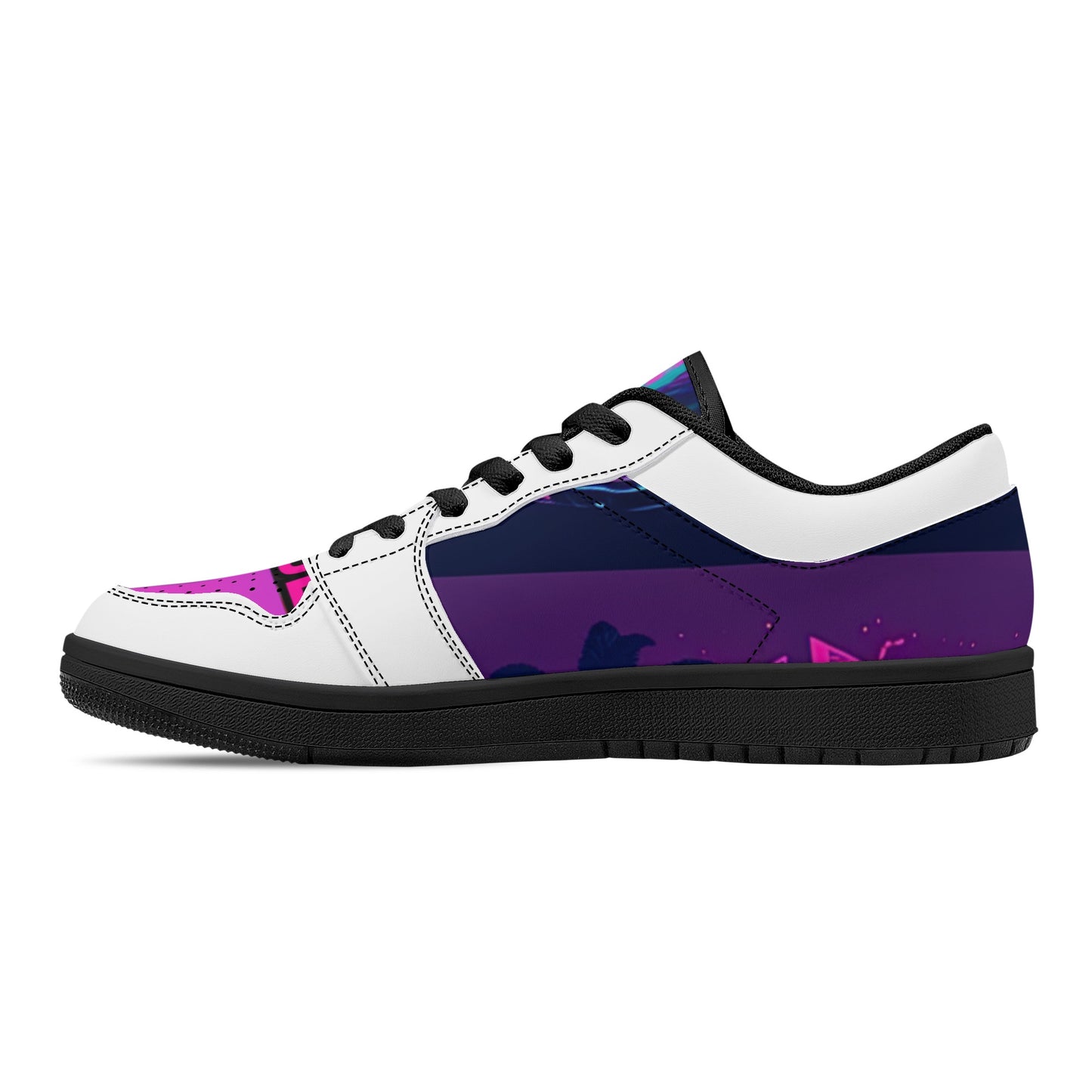 'Vice city Swager knightz' Women's Black Low Top Leather Sneakers