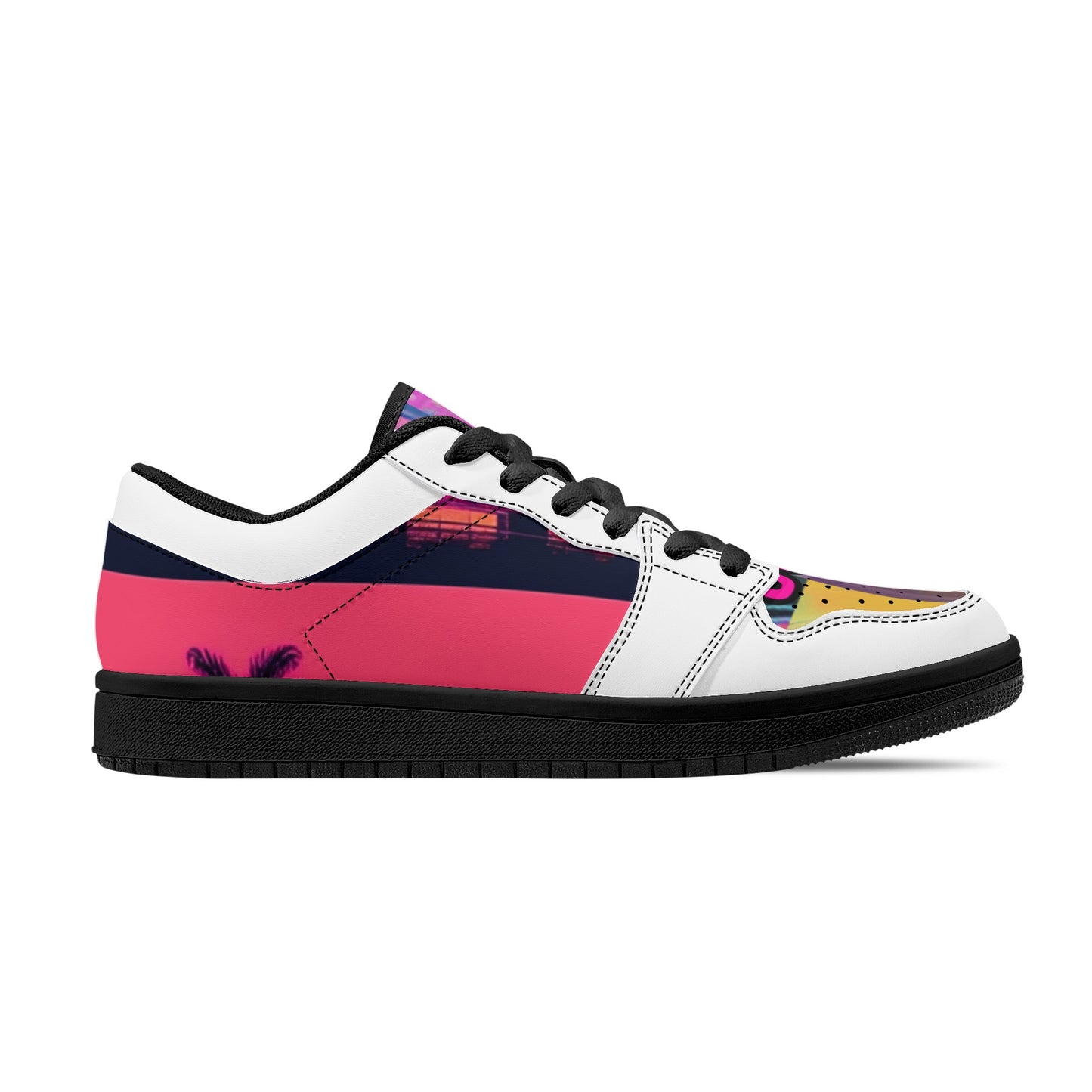 'Vice city Swager knightz' Women's Black Low Top Leather Sneakers