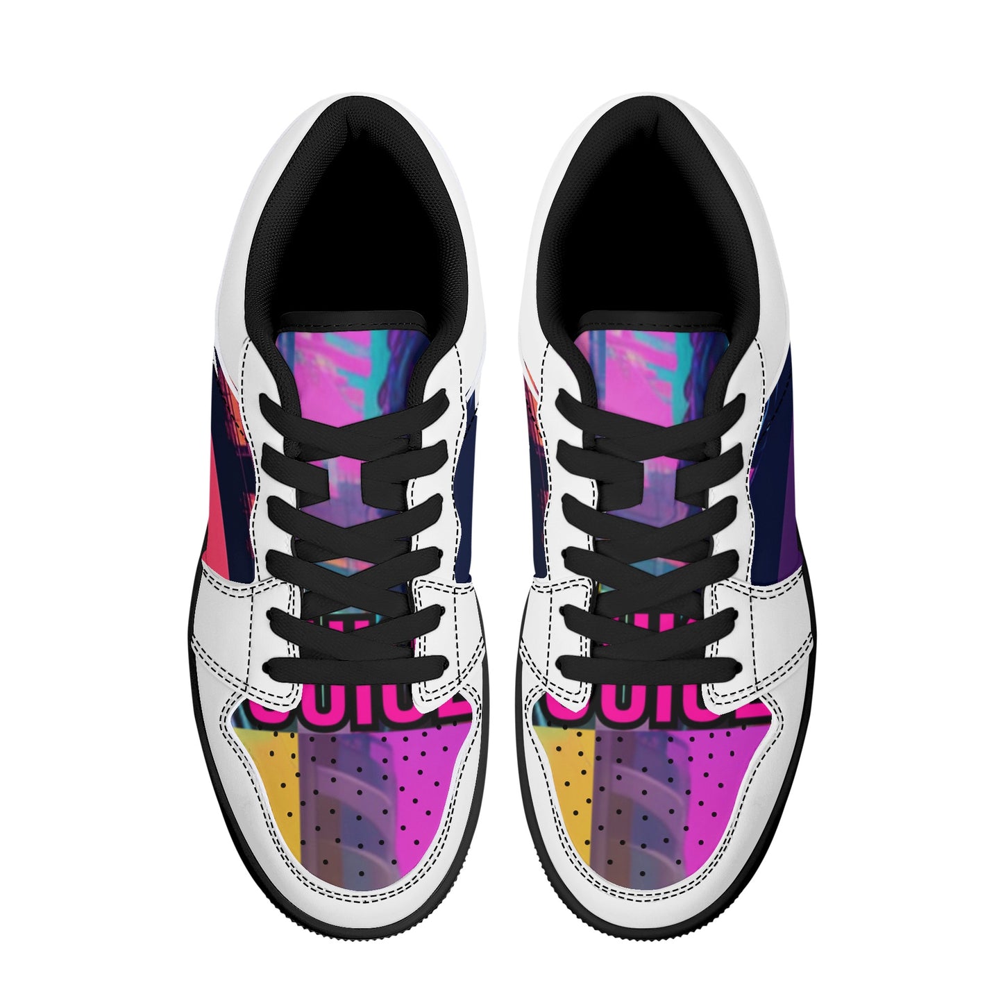 'Vice city Swager knightz' Women's Black Low Top Leather Sneakers