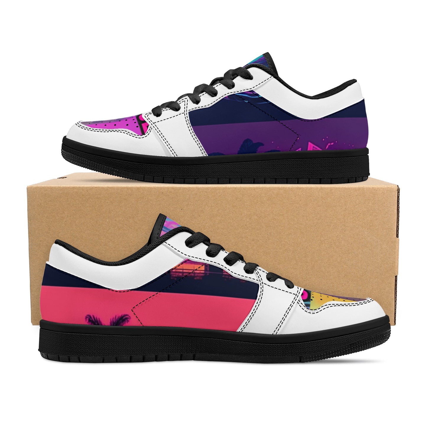 'Vice city Swager knightz' Women's Black Low Top Leather Sneakers