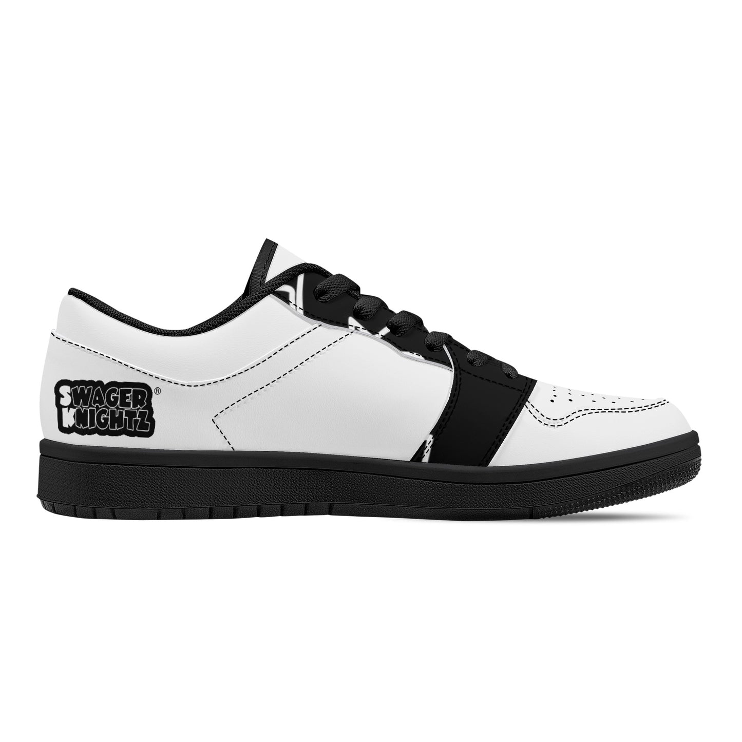 'Sk All day's' Women's Black Low Top Leather Sneakers