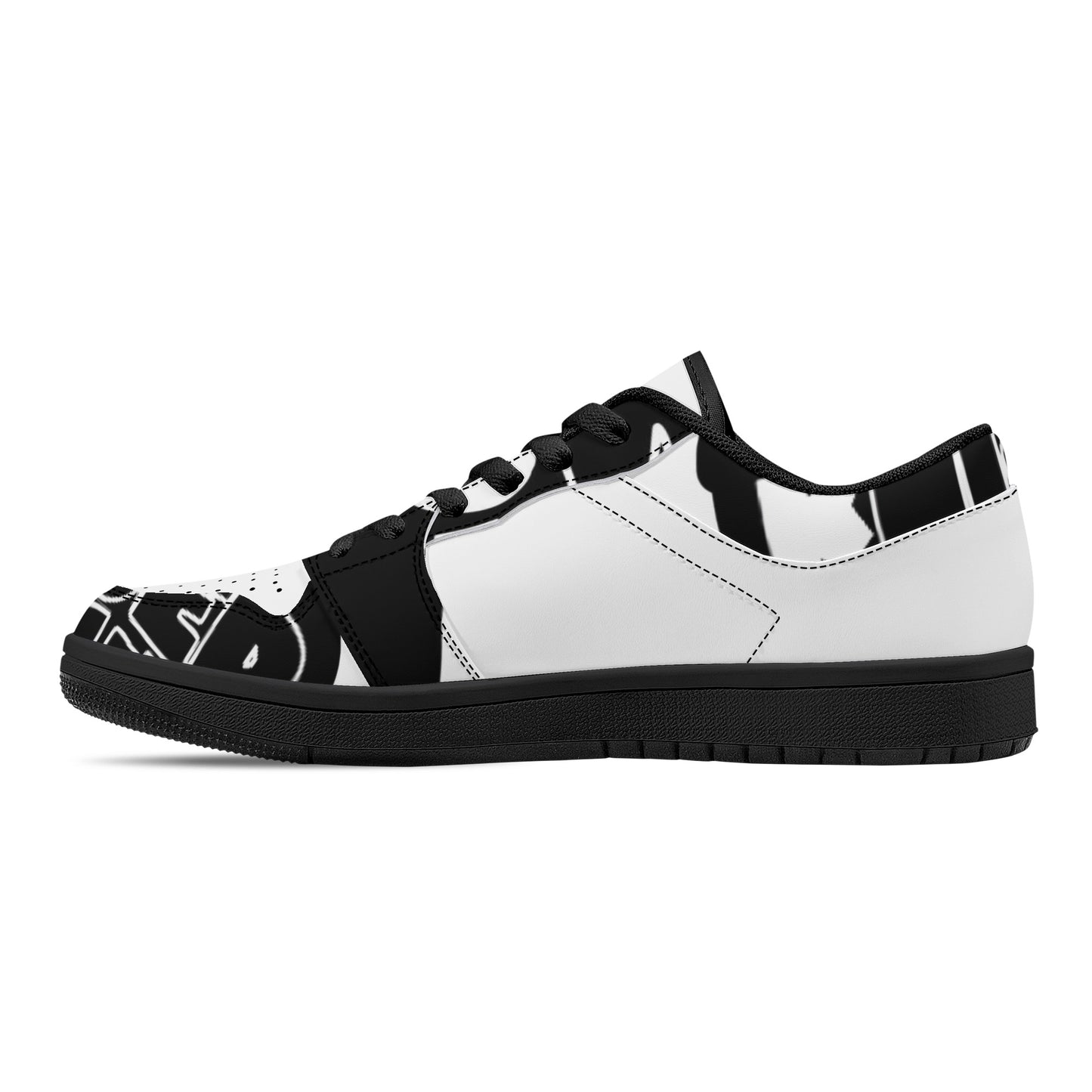 'Sk All day's' Women's Black Low Top Leather Sneakers