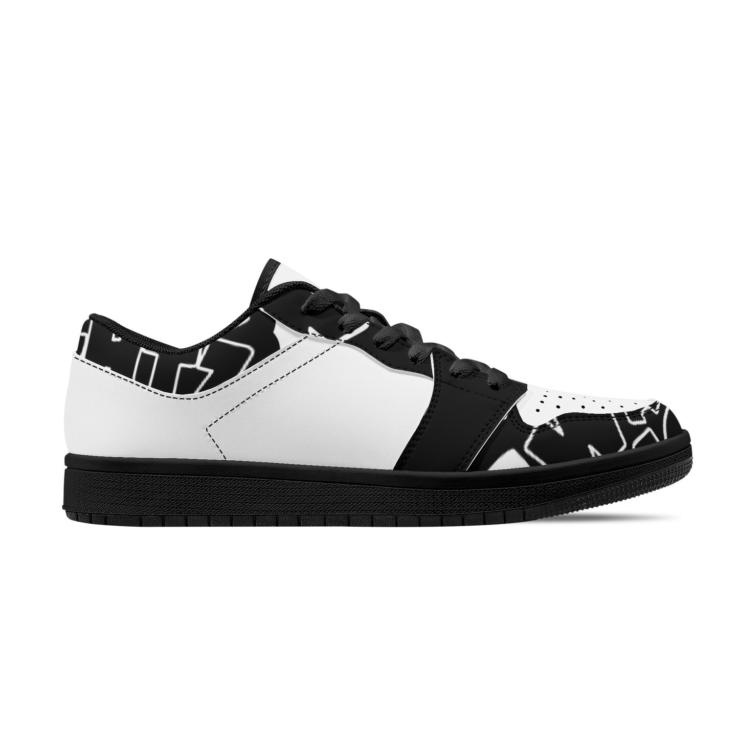 'Sk All day's' Women's Black Low Top Leather Sneakers