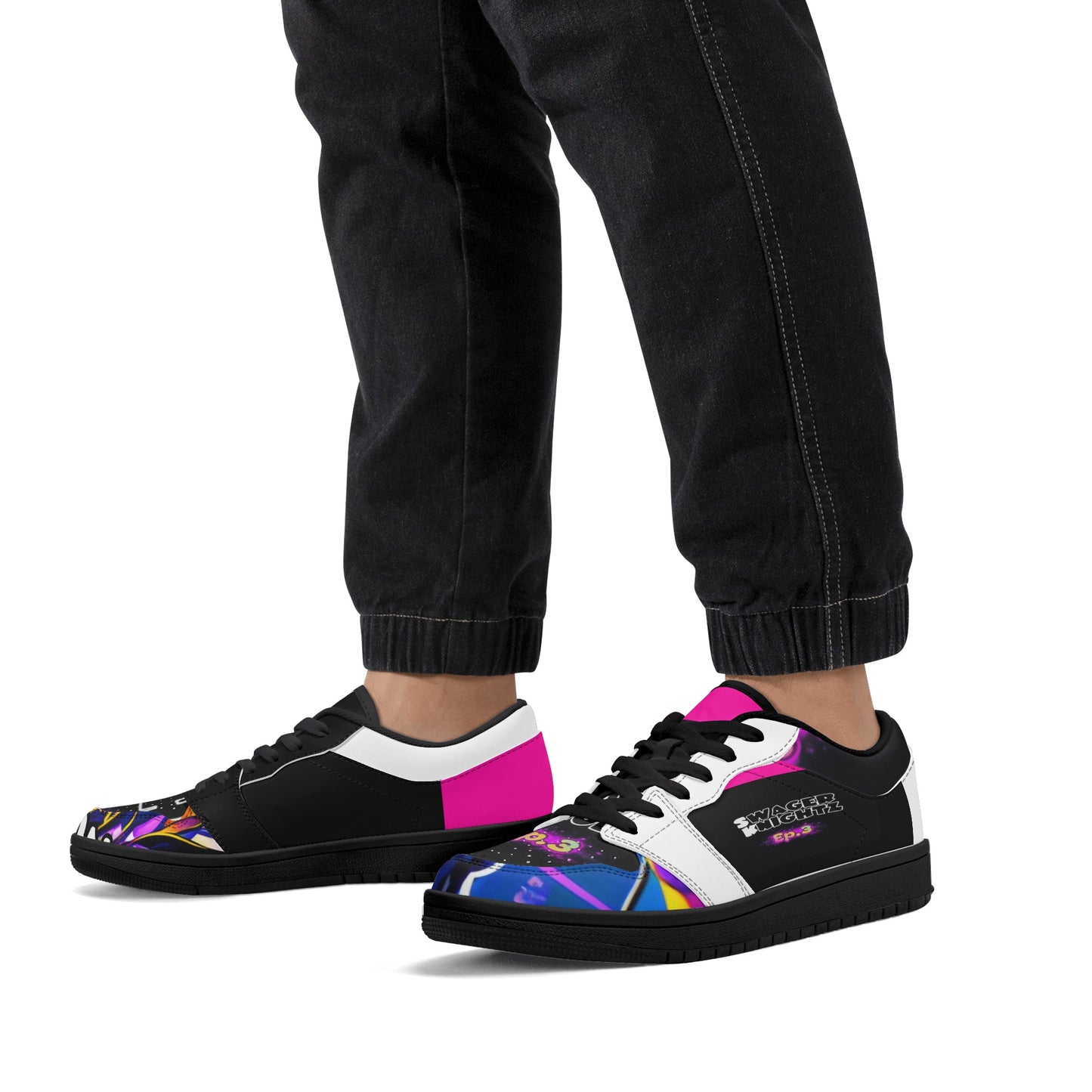 Swager Knightz -Ep.3’s Men's Black Low Top Leather Sneakers