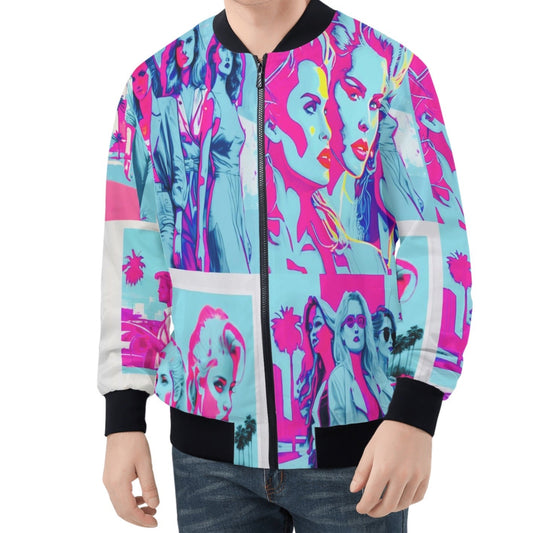 ‘Light Blue Vice City Swager Knightz’ Men's Bomber Jacket