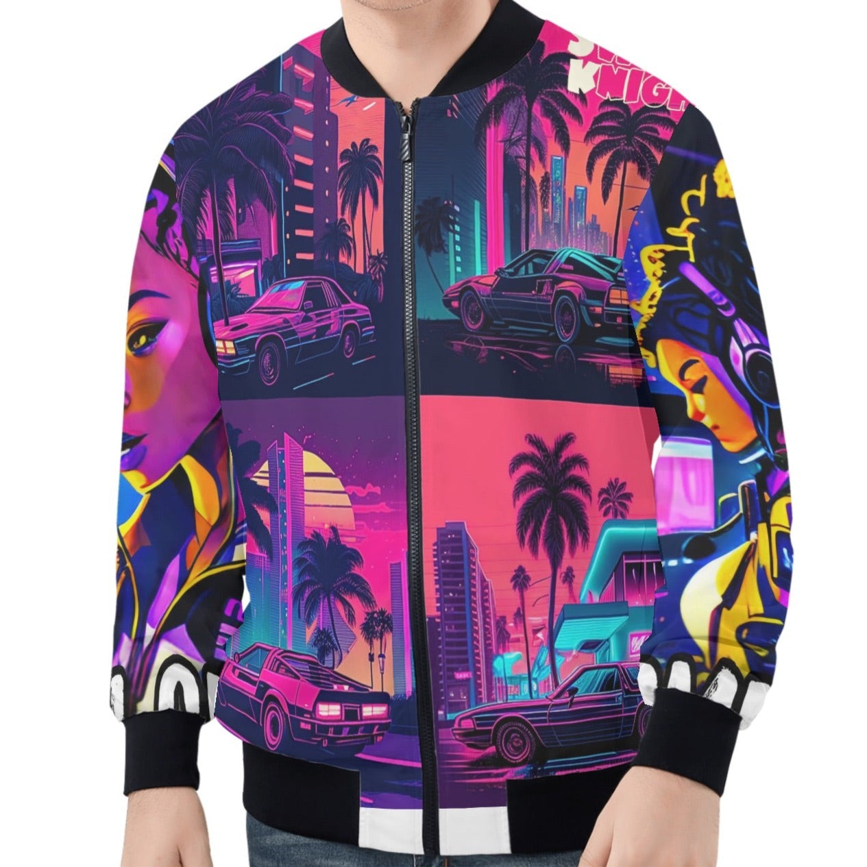 ‘Neon Vice City Swager Knightz’ Men's Bomber Jacket